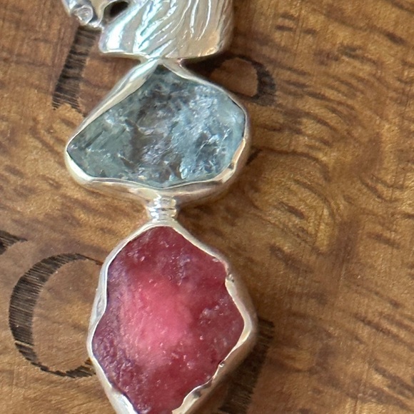 Magical unicorn ruby aquamarine long pendant with necklace - Picture 9 of 10